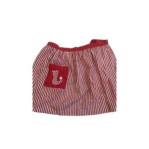 Red & White Stripe Christmas Half Apron W/ Pocket Candy cane stocking
